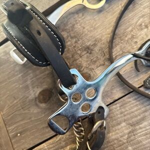 Leather Horse Bit Bridle with Stainless Steel Shank - Black